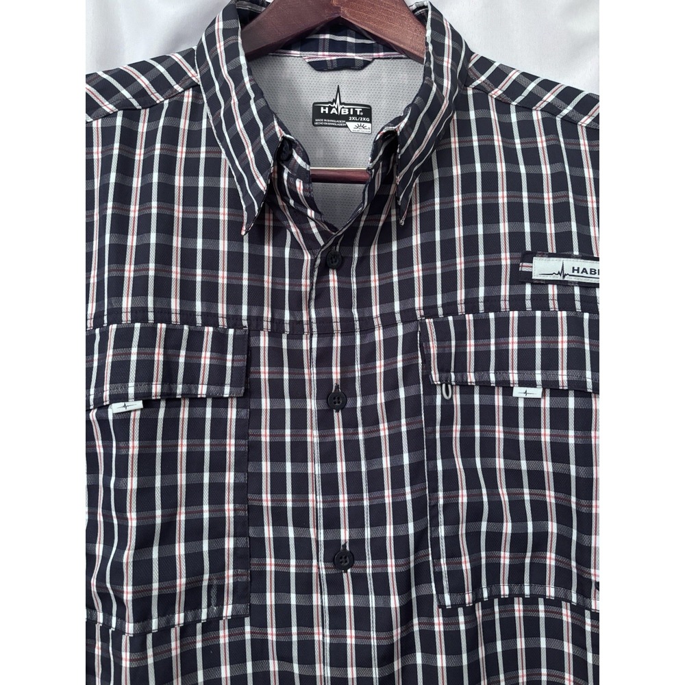 HABIT MEN'S 40+ SOLAR FACTOR VENTED BUTTON FRONT S/S SHIRT SIZE 2XL‎